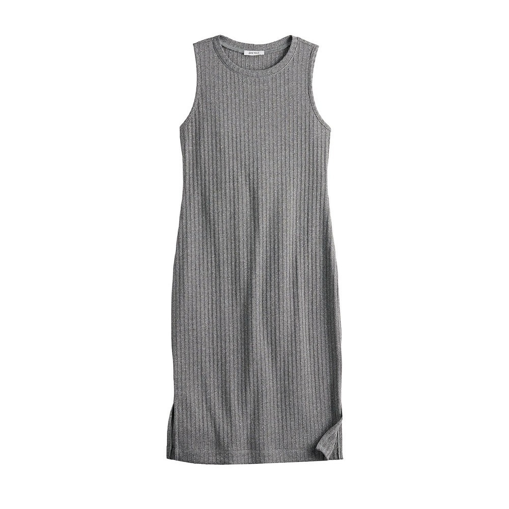 Nine West Gray Ribbed Midi Dress Women’s Size Small